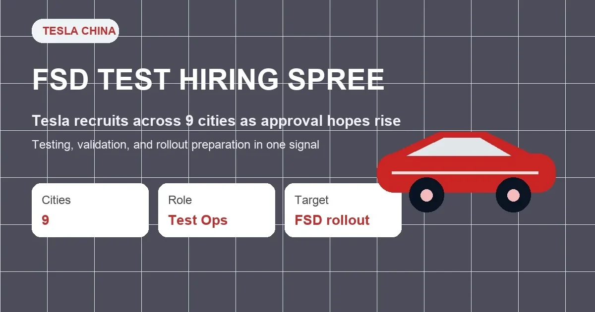 Tesla Steps Up FSD Hiring Across 9 China Cities