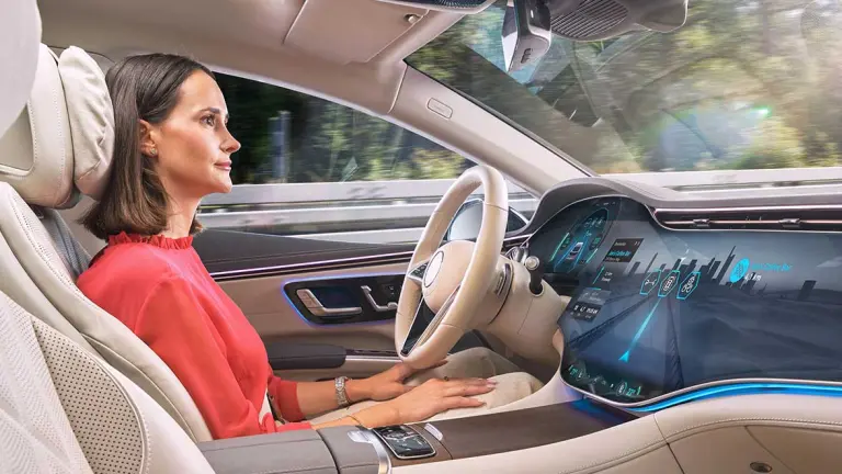 Driver using a vehicle equipped with Bosch advanced driver assistance technology