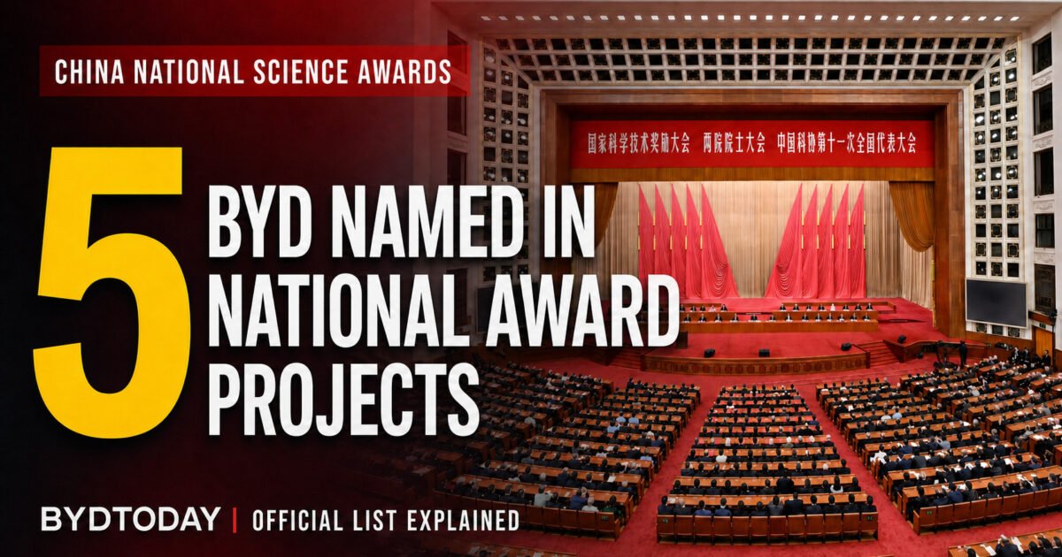 BYD Named in Five China National Science Award Projects