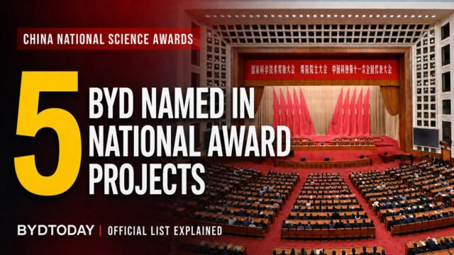 BYD Named in Five China National Science Award Projects