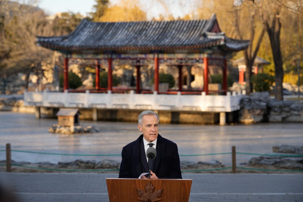 Canadian Prime Minister Mark Carney speaking in Beijing in January 2026