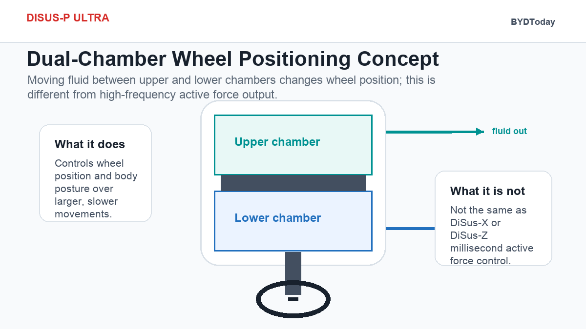 DiSus-P Ultra dual chamber wheel positioning concept showing upper and lower hydraulic chambers