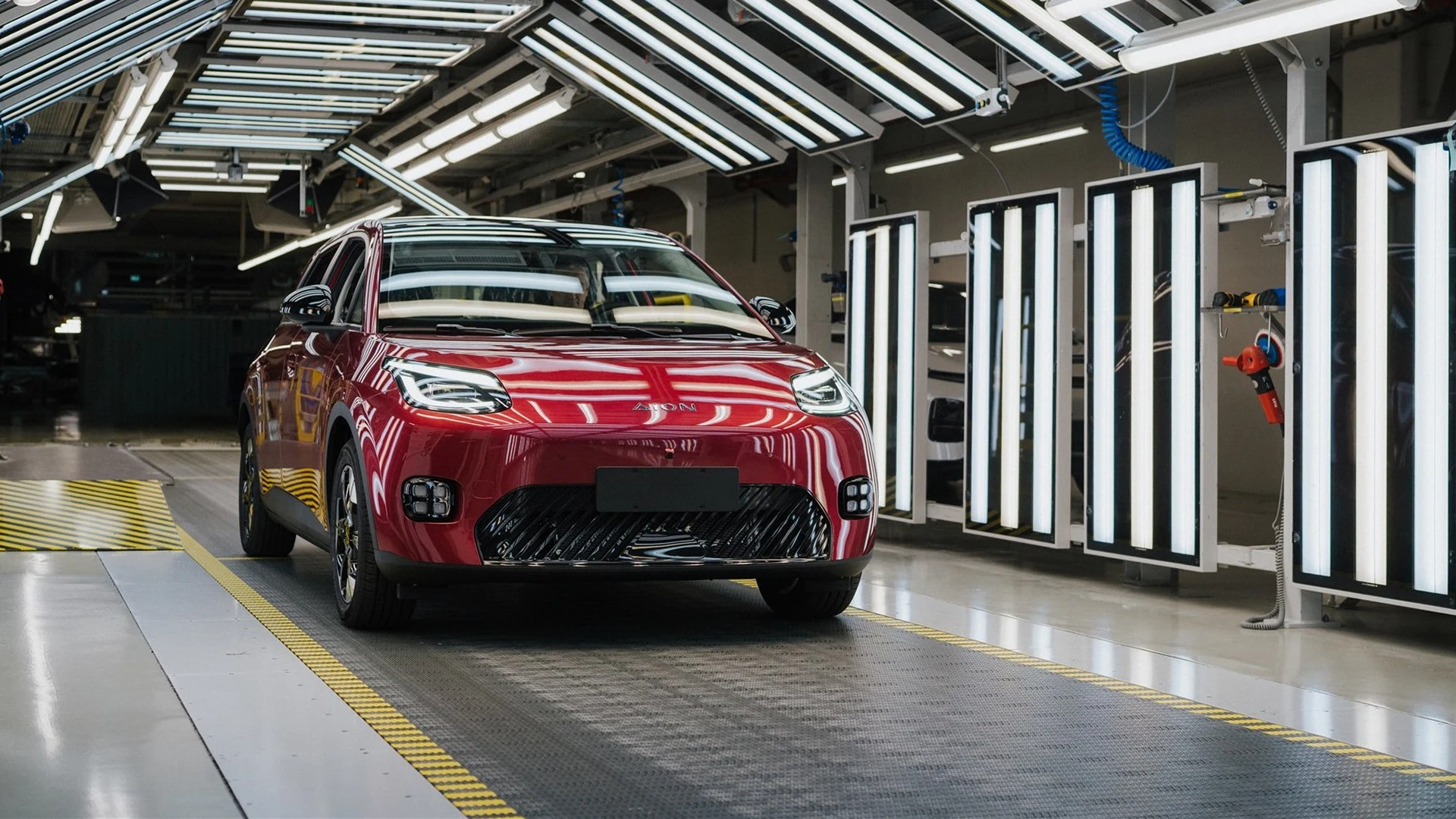 AION UT electric car on the production line at Magna's factory in Austria