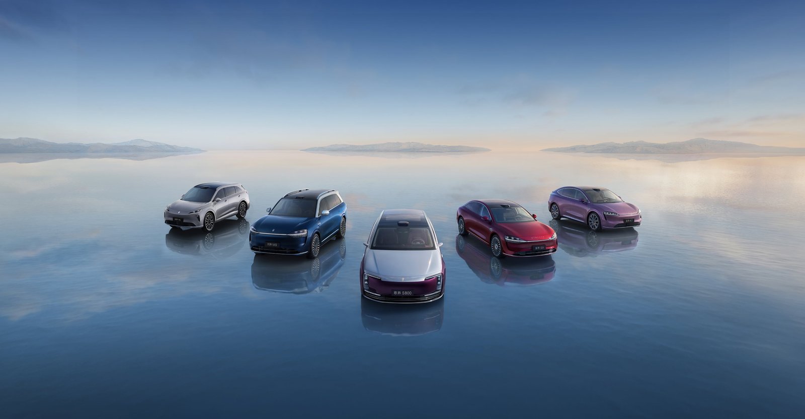 Five vehicles displayed together on the official Huawei HIMA website