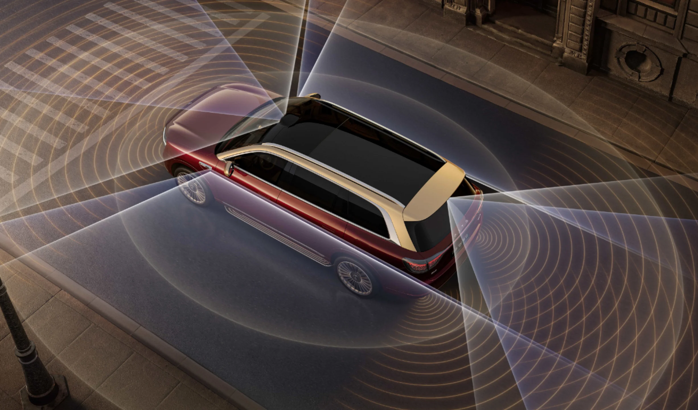Official HIMA illustration showing assisted-driving sensors around a vehicle