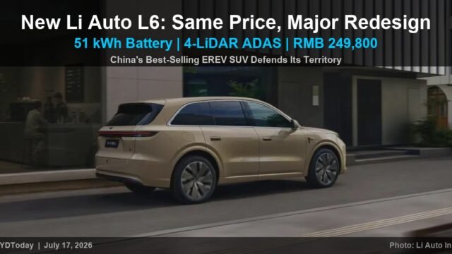 Li Auto L6 Gets Full Redesign: 51 kWh Battery, 4-LiDAR Option, Same $34,500 Price